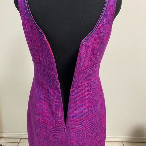 Trina Turk Dress Women’s Size 4 Purple Pink 100% Silk Tweed Dress - Picture 9 of 16